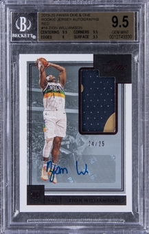 2019-20 Panini "One and One" Red #RJA-ZWL Zion Williamson Signed Patch Rookie Card (#24/25) – BGS GEM MINT 9.5/BGS 10